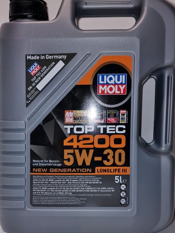 5L LIQUI MOLY 3707 TOP TEC 4200 5W30 Motoröl NEW GEN VW 504.00 50 in Bayern  - Burgbernheim, Ersatz- & Reparaturteile