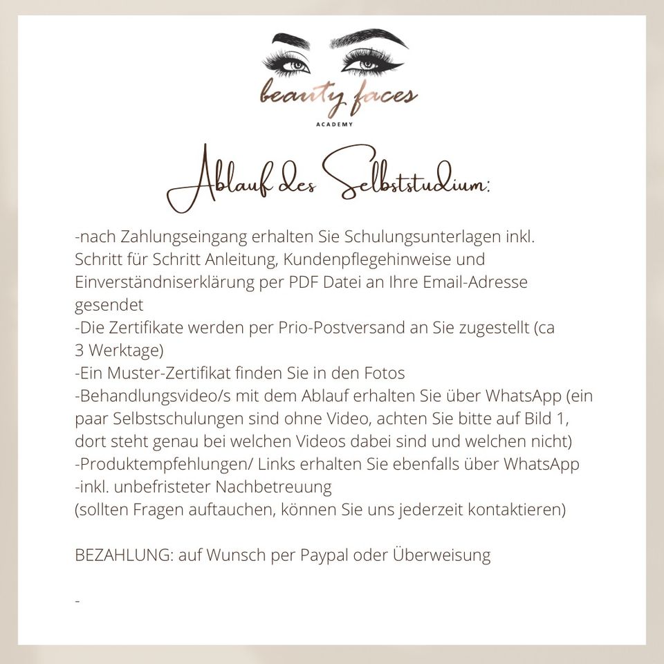 Selbststudium schulung Kosmetik Lashlifting Browlifting Henna in Chemnitz