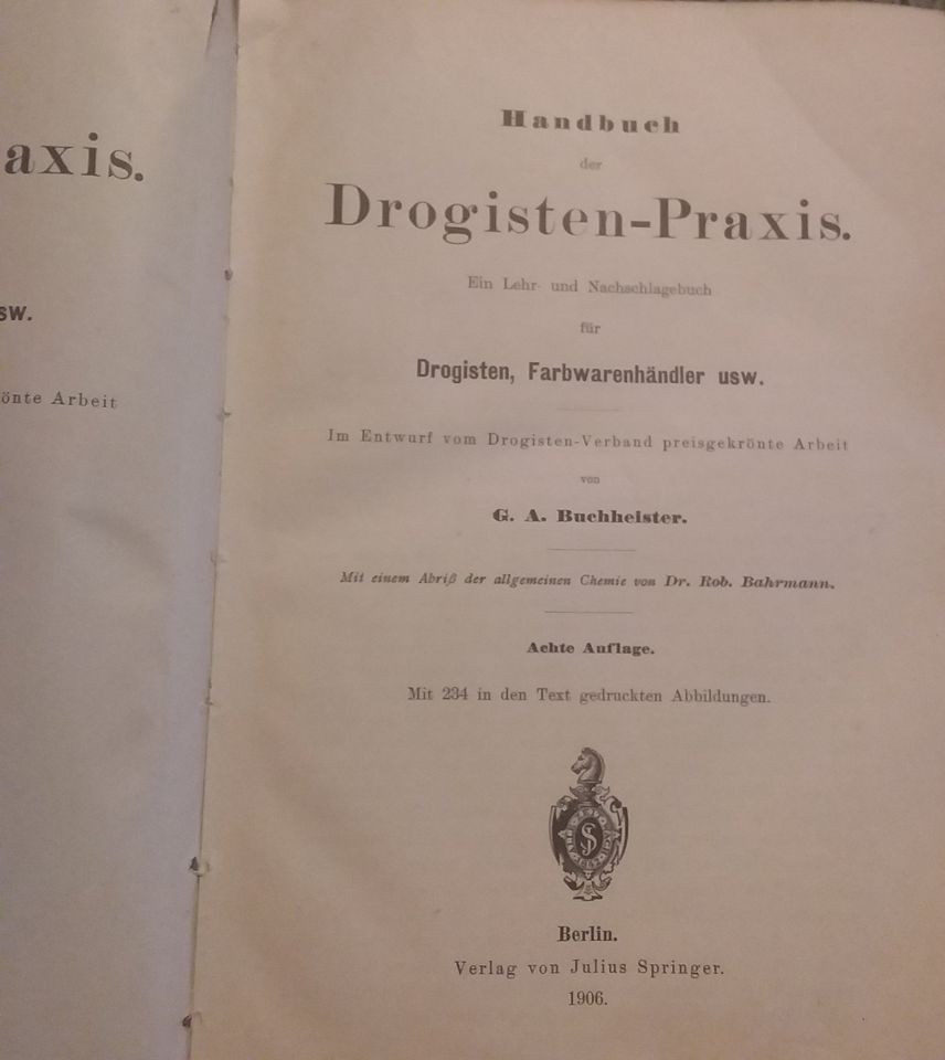 altes Handbuch der Drogisten von 1905 in Seesbach