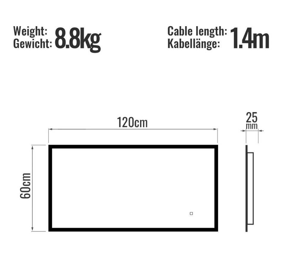 Badezimmerspiegel Wandspiegel LED Spiegel 120x60cm in Niederzier