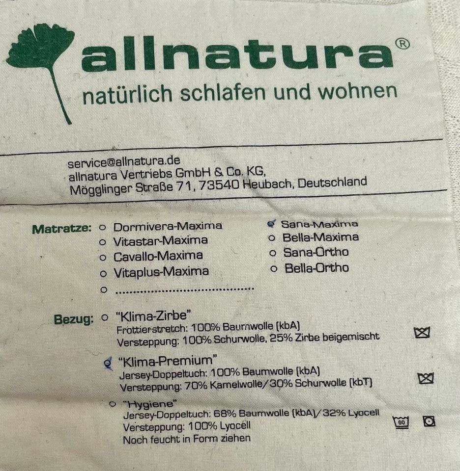 hochwertige Naturlatex Matratze 90/200cm von allnatura in München