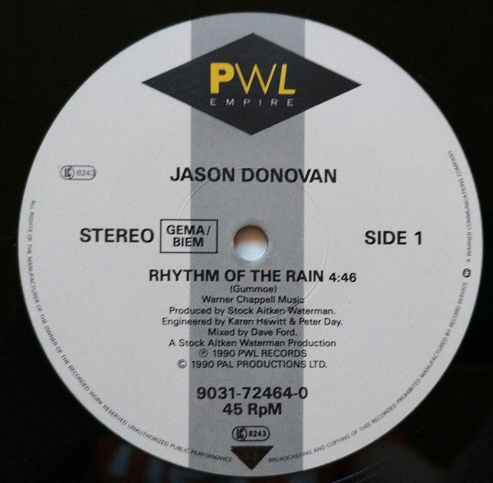 Jason Donovan, Rhythm of the Rain,12 Zoll Maxi Single, Schallplat in Aken