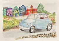 Aquarellzeichnung Fiat 500 - neu, handgezeichnet Kiel - Elmschenhagen-Kroog Vorschau