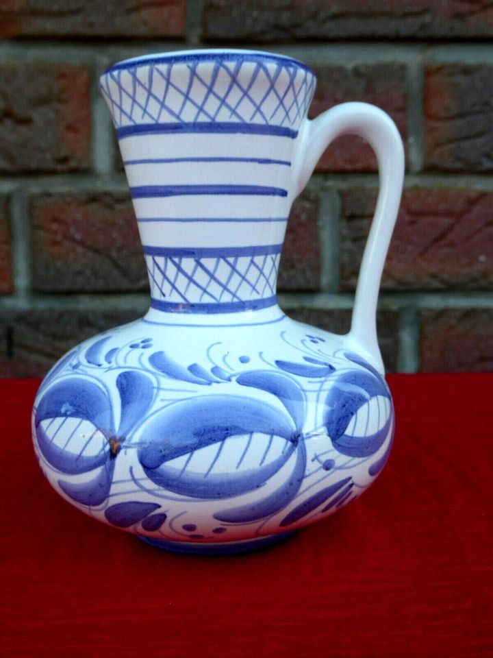 Jawe Keramik Vase blau Henkelvase Blume-Vase Handmalerei handbema in Flintbek