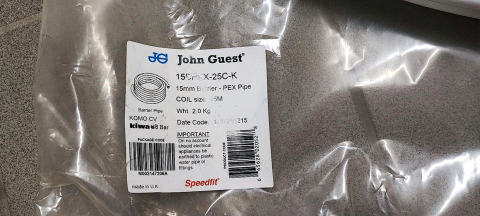 John Guest Speedfit Pipe 15mm 25m in Erzhausen