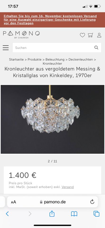 Wunderschöner Kronleuchter mit Kristallglas in Randersacker