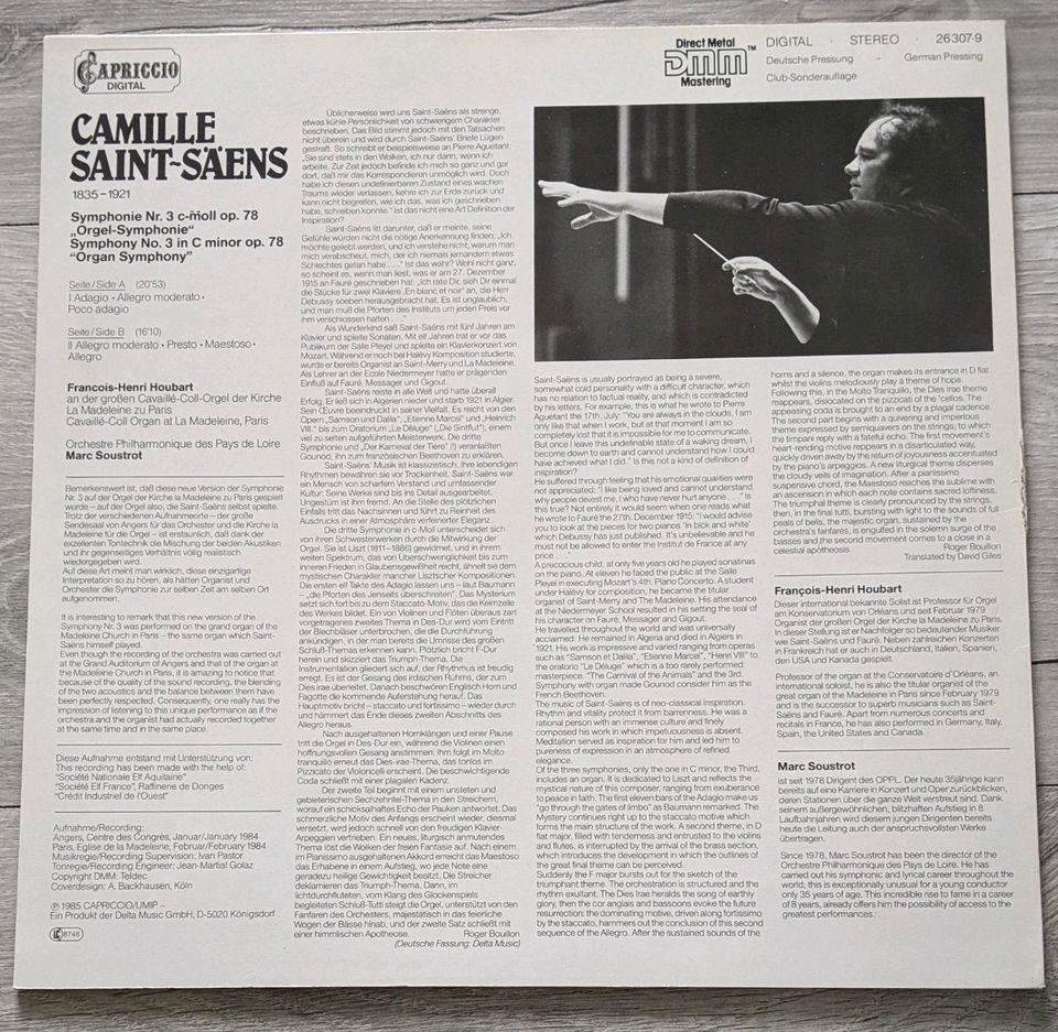 Camille Saint-Säens Symphony No 3 Orgelsymphonie Vinyl LP in Aachen