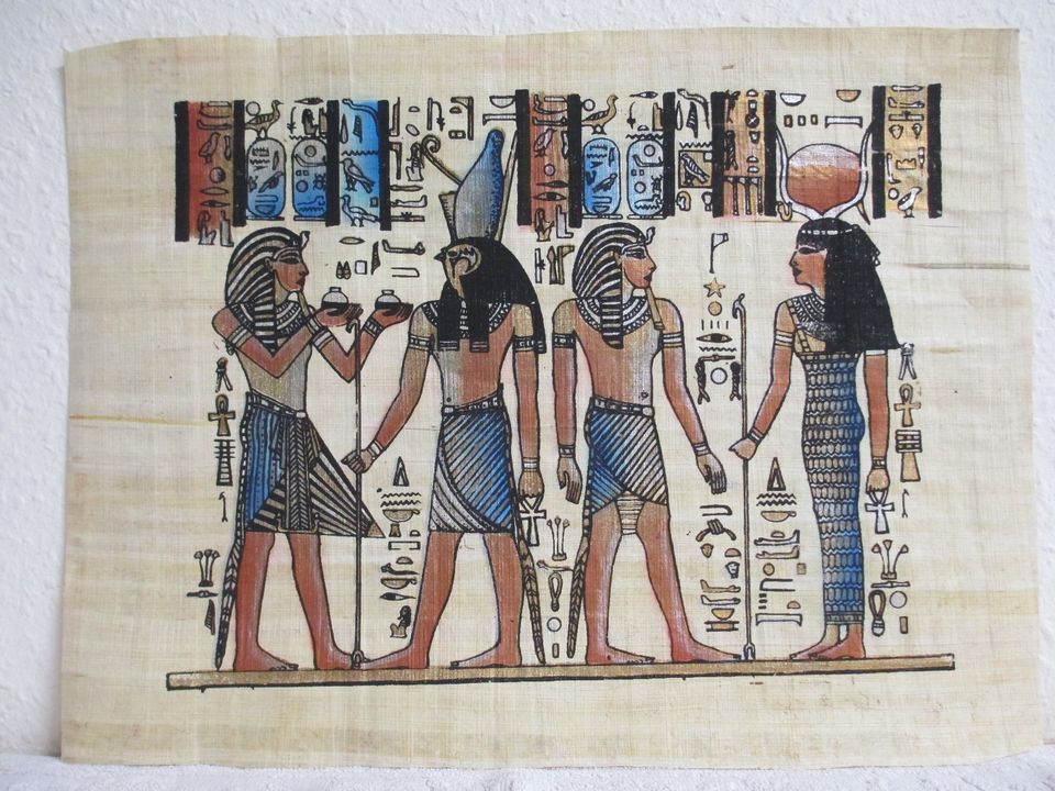 4 Agyptische Papyrus Bilder mit Zertifikaten Handgemalt 39x29cm in Burladingen