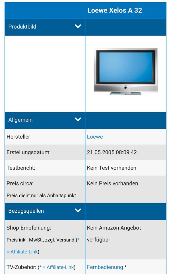 Fernseher Loewe Xelos A32 in Bad Mergentheim