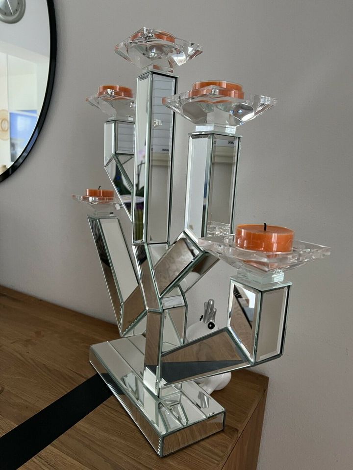 Kerzenständer Spiegel Glass edelstahl 5 armig in Landshut