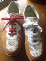 Gabor Sneaker Gr 5 / 38 Leder Weiß Gold Gelb Rot Prägg guter Zstd Hamburg-Nord - Hamburg Eppendorf Vorschau