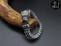 Armband Wolfsköpfe Wolf Panzerkette Edelstahl Hochwertig NEU Sachsen-Anhalt - Spickendorf Vorschau