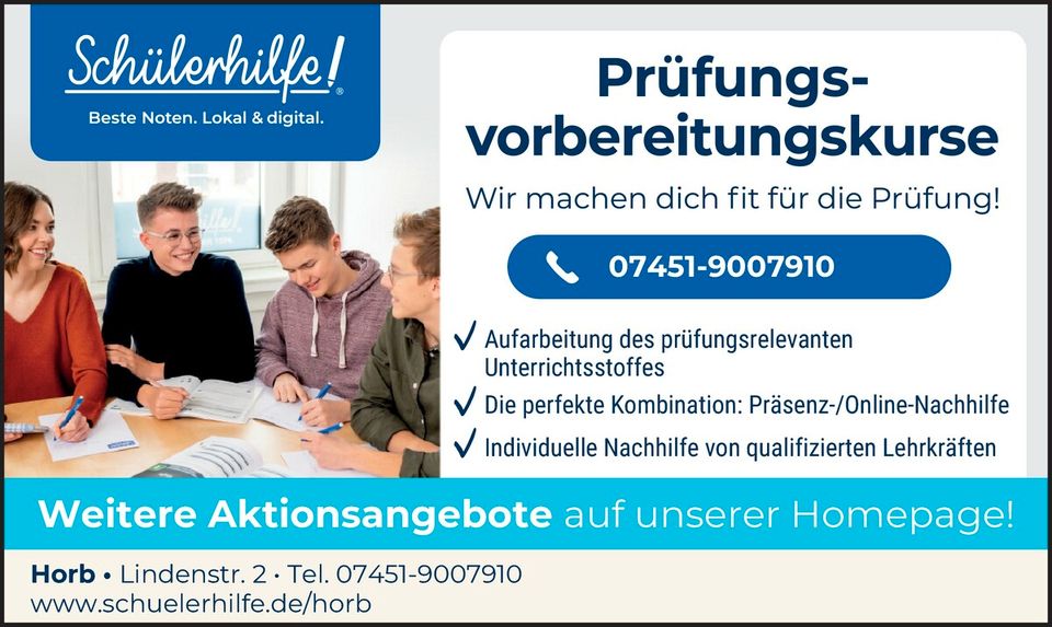 Horb: Prüfungsvorbereitungskurse in Mathematik in Horb am Neckar