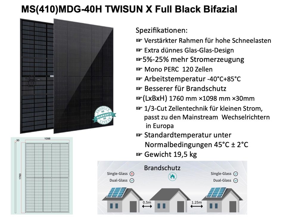 Balkonkraftwerk 1600W Hoymiles HMS 1600-4T Glas-Glas Fullblack Wifi in Oberhausen