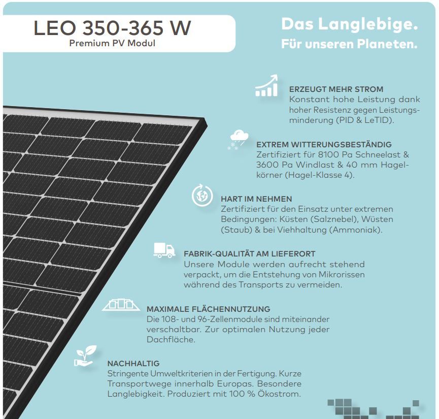 Aleo Solar – LEO 360 W – Premium PV-Modul Solarmodul in Wachtendonk