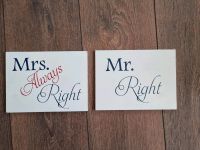 Zwei Schilder aus Holz/ Hochzeit/ Mr right & mrs always right Hessen - Usingen Vorschau