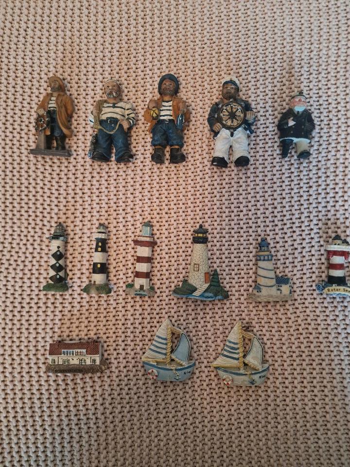 Magnete Magnetfiguren Leuchtturm Seemann Captain Segelboot in Upgant-Schott