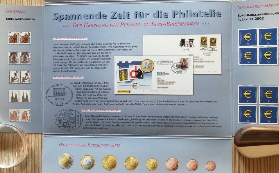 BRD 2002 erstes Prägejahr des € und Einführung der €-Briefmarke in Kürnbach