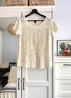 Strick Shirt Häckel Oberteil Gr. S 36 Boho Hippie creme Hessen - Kelsterbach Vorschau