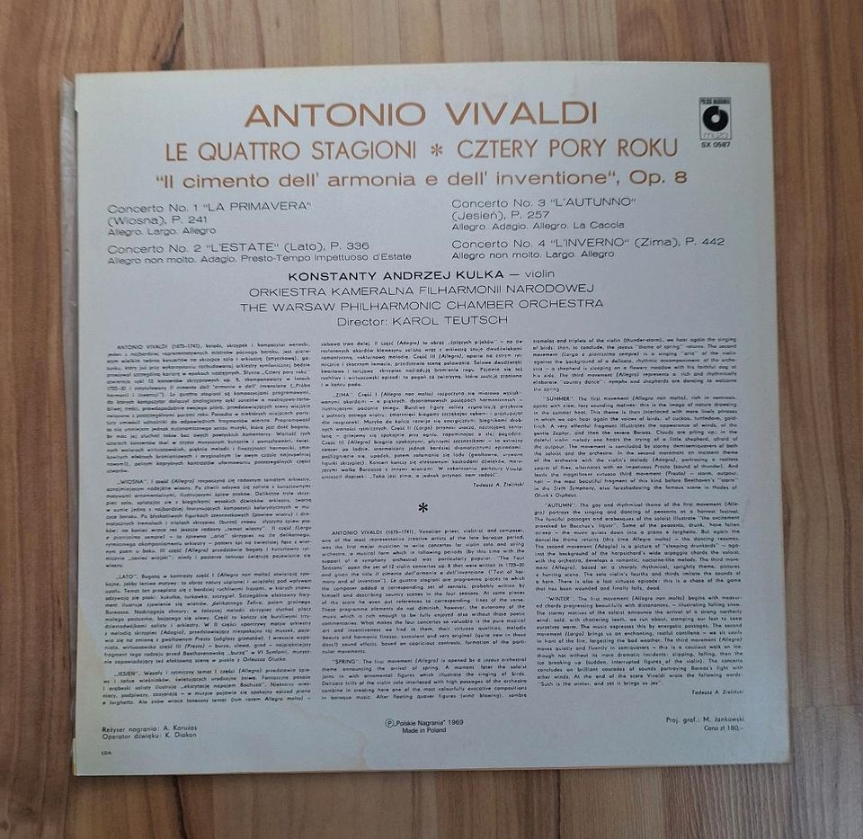 Schallplatte - Vivaldi - Le Quattro Stagioni - Opus 8 Nos. 1-4 in Groß-Gerau