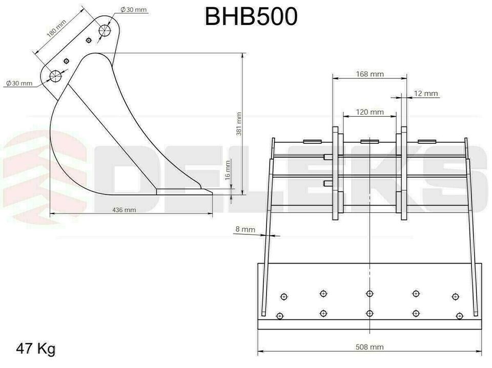 DELEKS® BHB-500 Schaufel für Minibagger - 50 cm in Pfaffenhofen a. d. Glonn