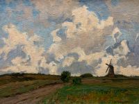 Gemälde Otto Ackermann (1872-1953) Landschaft mit Windmühle Bonn - Tannenbusch Vorschau