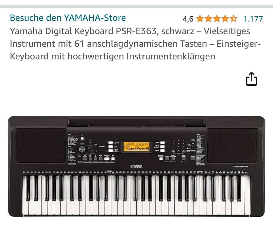 Keyboard Yamaha  PSR-E363, Top in Alfhausen