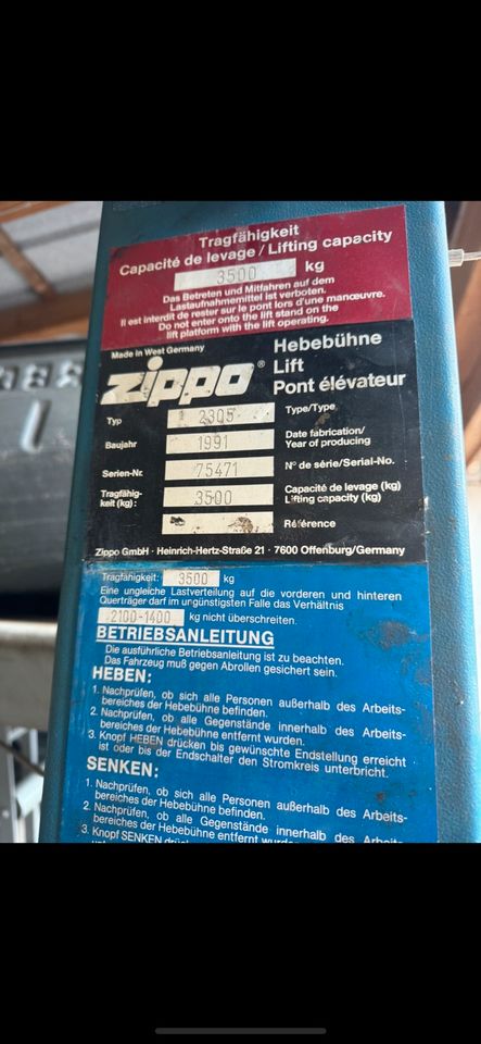 Auto Hebebühne Zippo 3,5t in Pöttmes