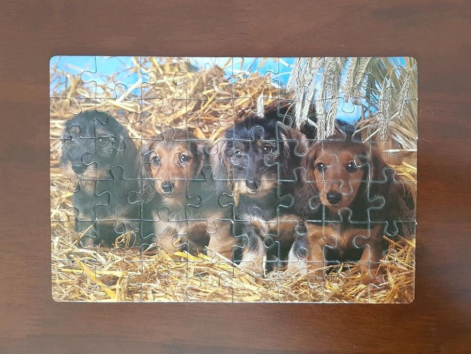 80er Schmidt Puzzle Hunde Welpen, 2 x 48 Teile, Tierkinder 02900 in Hannover