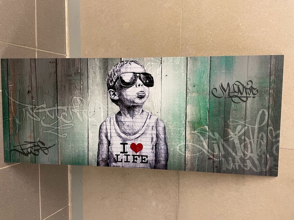 Wand Bild, Bansky Boy i love Life Sunclasses 100x40 in München