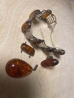 835 Silber Fischland Amber Antik Set Armband Ring Anh. Bernstein Schleswig-Holstein - Großhansdorf Vorschau