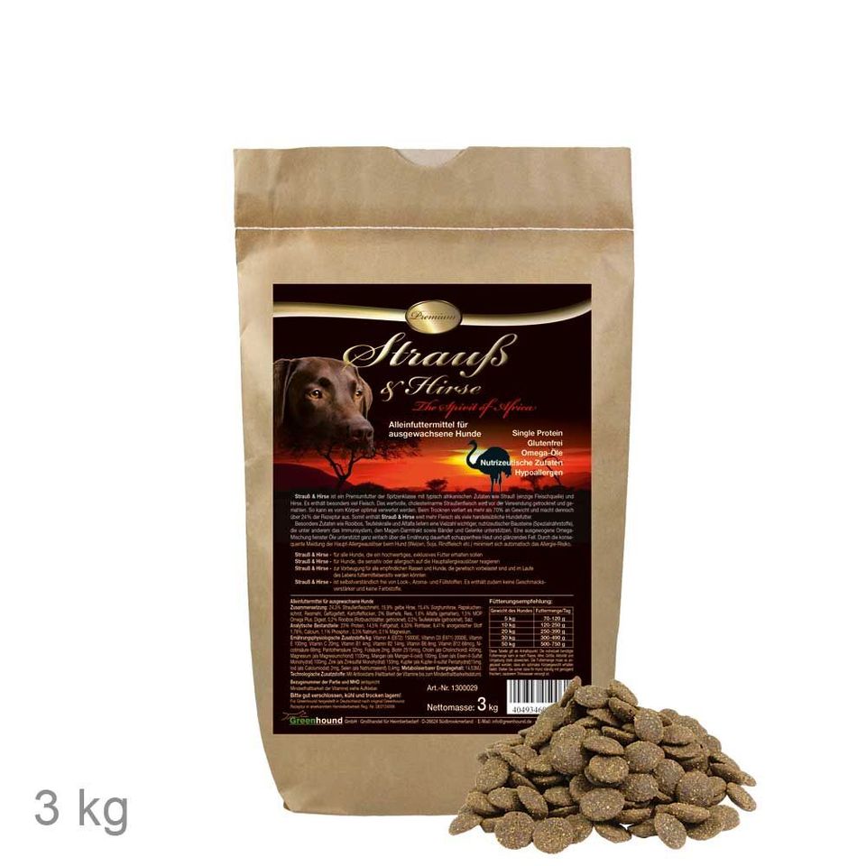 19,99€* (6,66€/kg) Strauß & Hirse 3kg hypoallergen Hunde Futter in Püttlingen