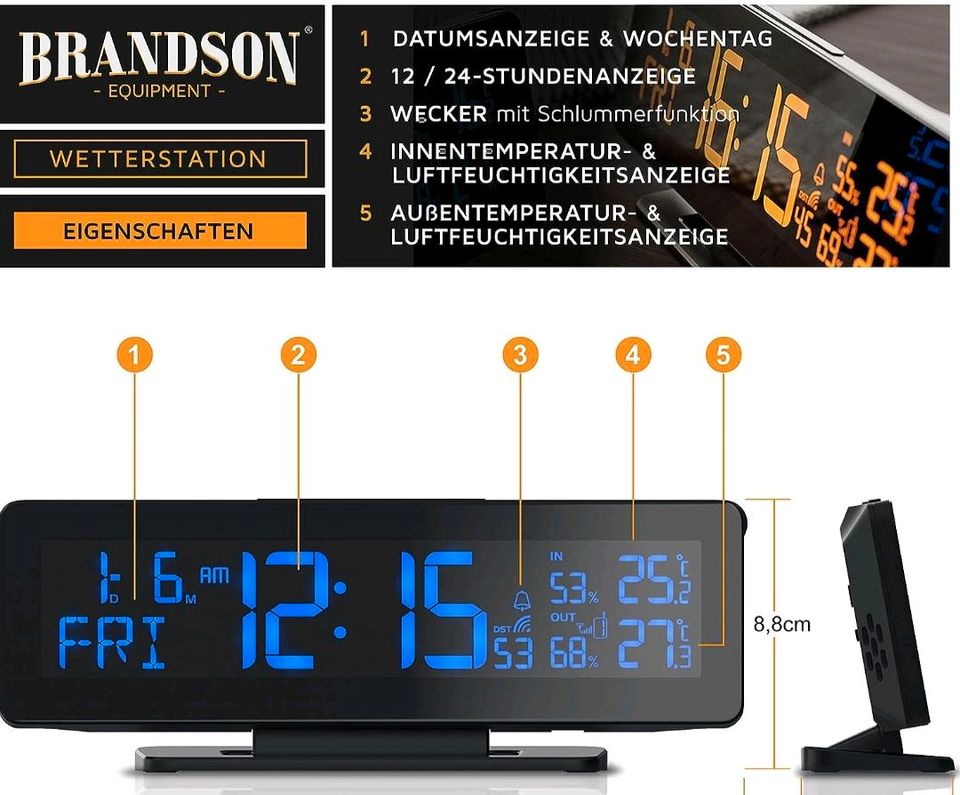 Funk Wetterstation Wecker Hygrometer Außentemperatur Uhr in Hunsrück