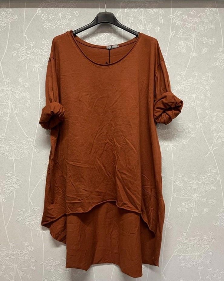 TOP SELLER Basic Long Shirt Baumwolle s m l xl xxl Vokuhila Rost in Mainz