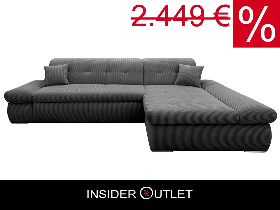 Ecksofa Cord Grau ★ 300x172cm Schlaffunktion Cordsofa Schlafsofa in Köln