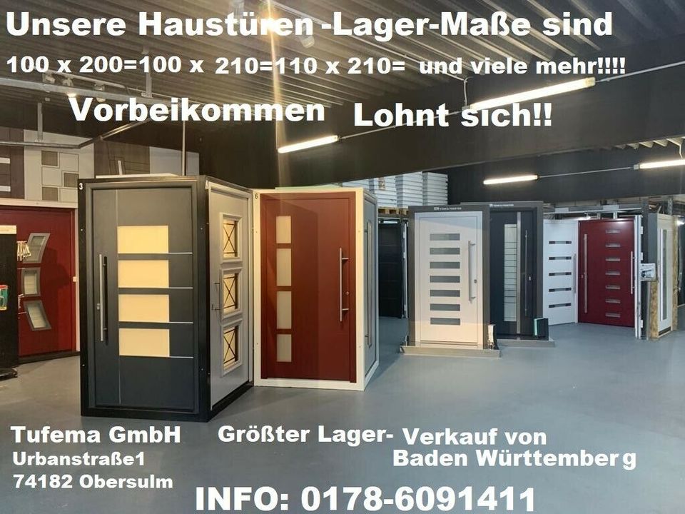 SCHÜCO-HAUSTÜREN-ALU=Frühjahrs=LAGERABVERKAUF=MAI=RABATT- ABVERKRAUF=GROAß-ABVERKSPREISE=am S999.-Vorbeikommen u. Mitneh. von 10°°-19°°men SONDER-KTION=SAMSTAG=18.MAI in Obersulm