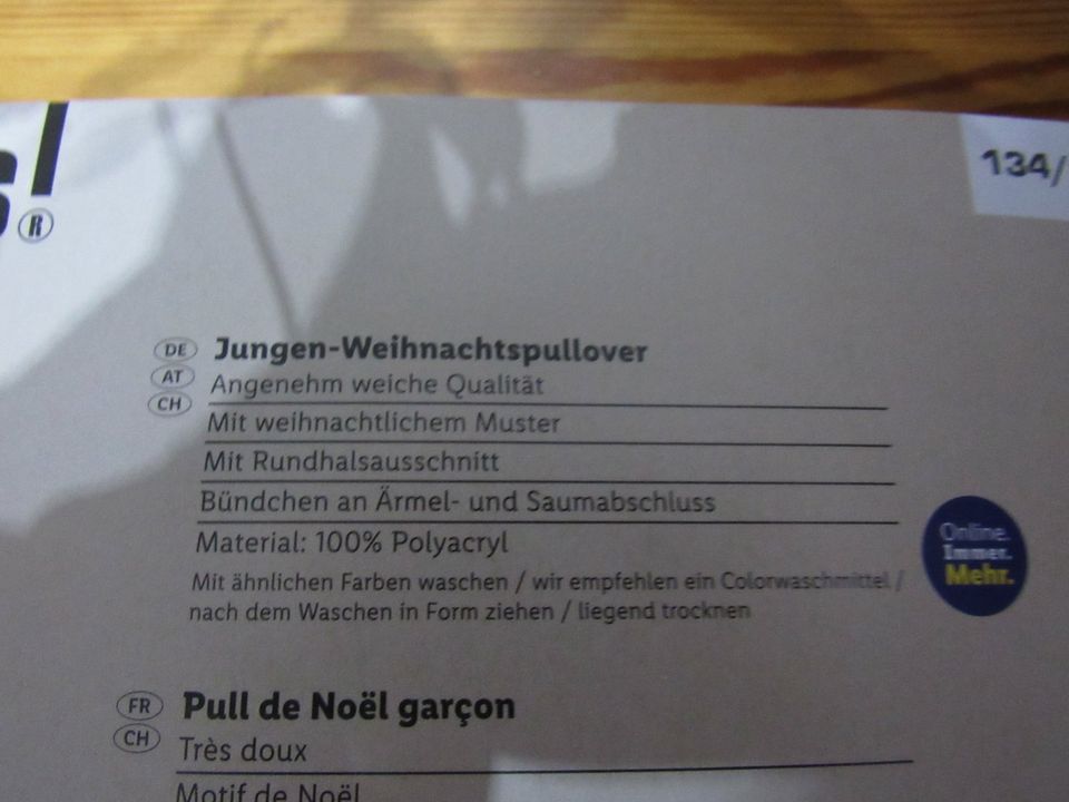 Lidl Jungen Weihnachtspullover Größe 134/140 in Michelstadt