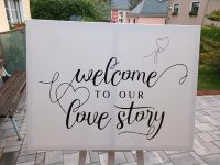 Welcome to our love story Hochzeit Deko Vintage Leinwand Thüringen - Bad Lobenstein Vorschau