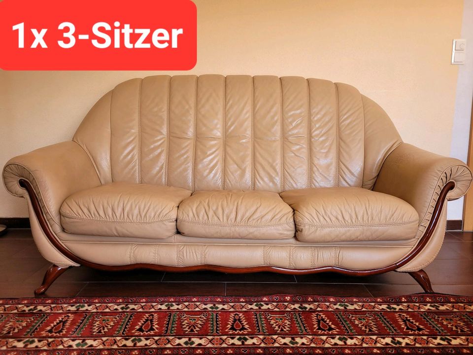 3x Echtleder Couches - Original NIERI - Sofa Garnitur Beige Leder in München
