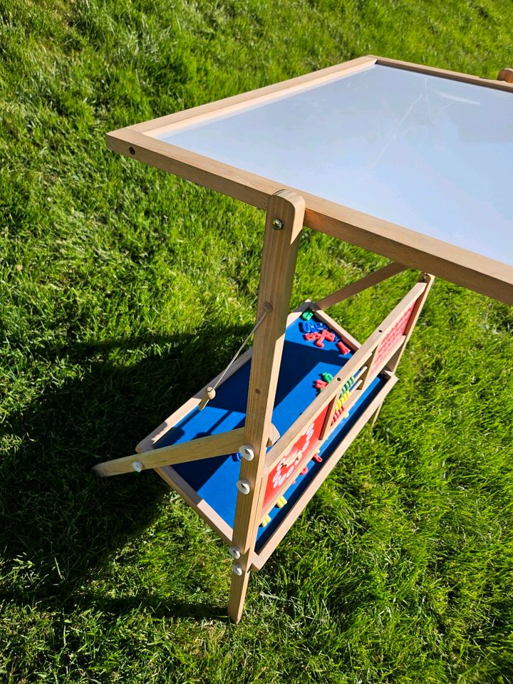 Standtafel Tafel Holz Magnettafel Kreide Lernuhr beidseitig in Kiel