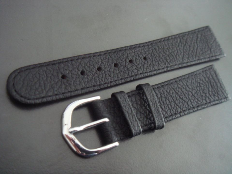 Uhrenarmband schwarz, Stegbreite 20mm, silberfarbene Dornschließe in Kippenheim