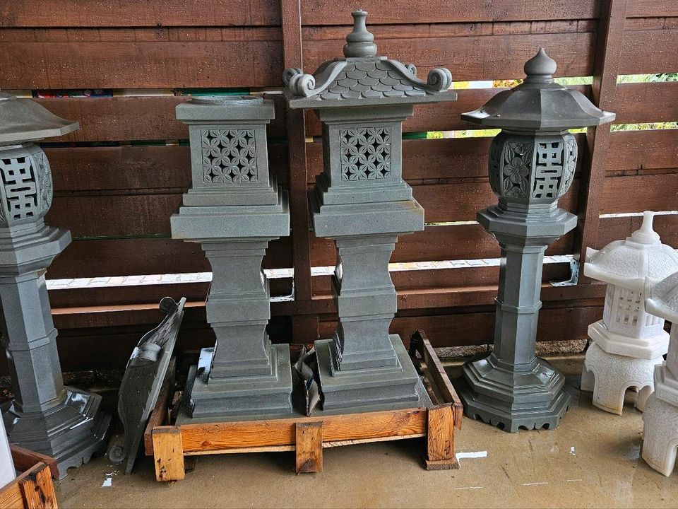 Lampe Laterne Naturstein 2er SET UNIKAT Vietnam Pagode Skulptur in Grettstadt