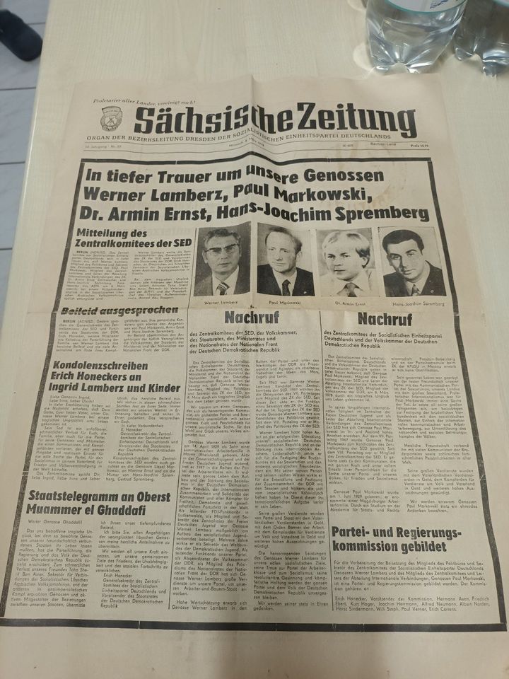 Sächsische Zeitung 08.03.1978 Flugzeugabsturz Werner Lamberz DDR in Nassau