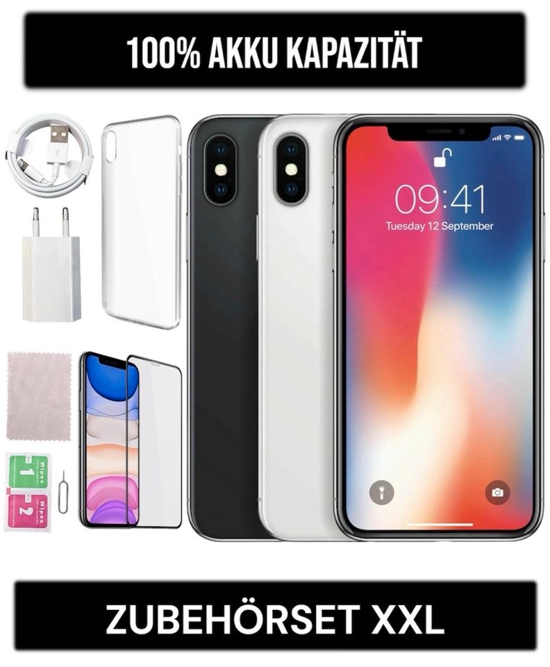 w.Neu iPhone X 64GB/100% Akku/Refurbisched/Schwarz/Weiß/Fachhändl in Kernen im Remstal