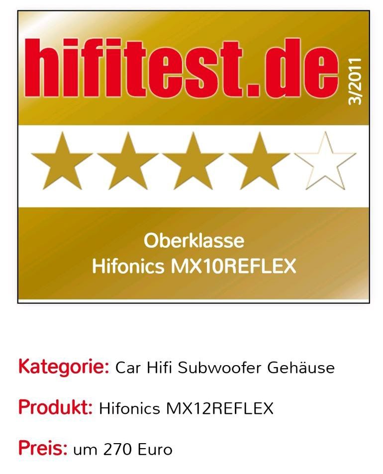 HIFONICS MAXIMUS MX10REFLEX 500W RMS 25 cm Bassreflex Subwoofer in Bonn