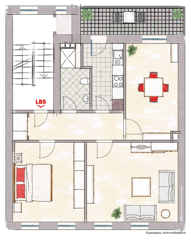 Schöne - 3 Raumwohnung mit Süd-Balkon in Essen