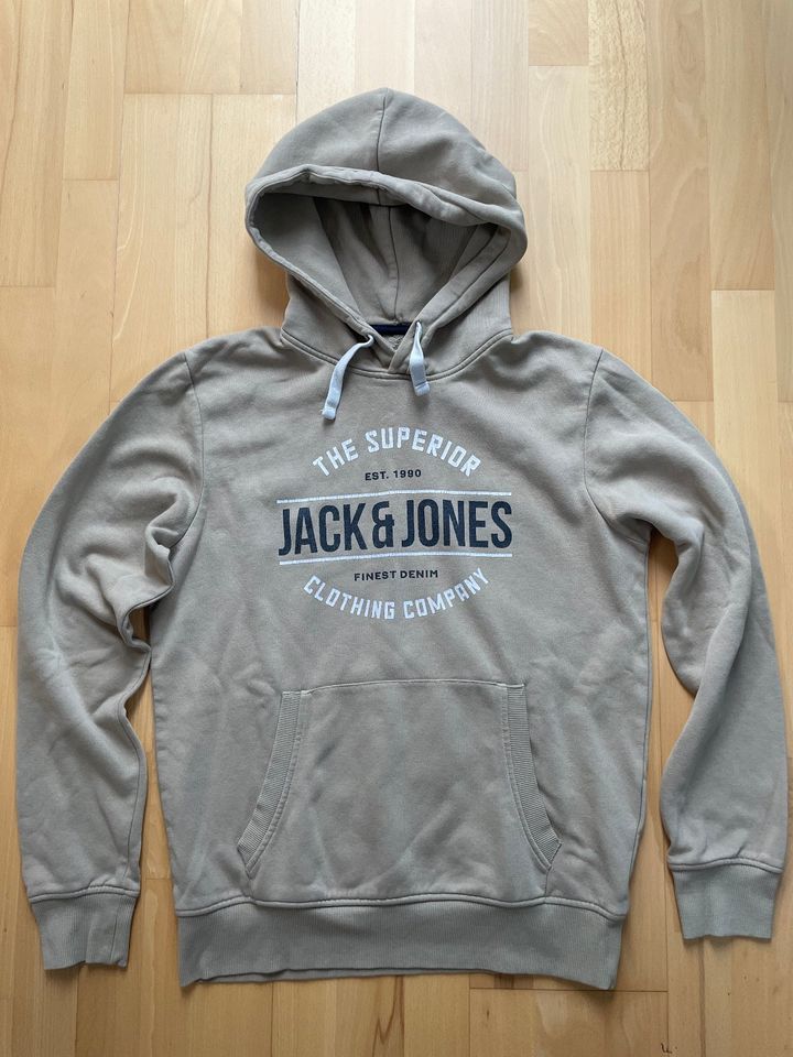 Jack & Jonesbeigefarbenen Kapuzen- Sweater in Gr. S (Herren) in Riedstadt