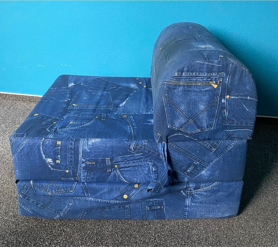 Klappmatratze Gästematratze Sessel blau Jeans Muster in Wismar