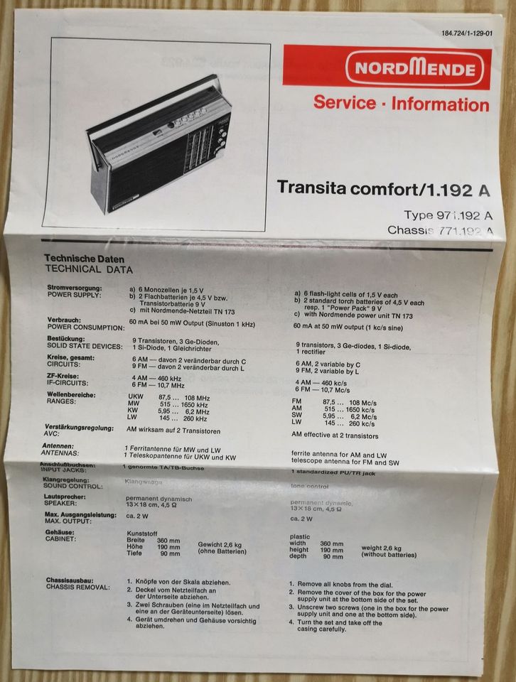 Nordmende Transita Comfort mit Netzteil in Bückeburg