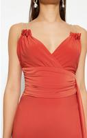 Orangenes Kleid mit Rückenausachnitt und Strassträgern Mitte - Wedding Vorschau